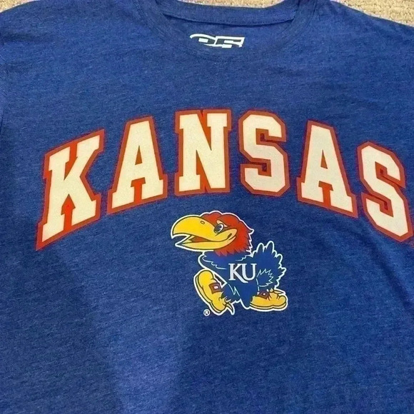Kansas Jayhawks t shirt brand E5 size Small color Blue - Picture 2 of 4
